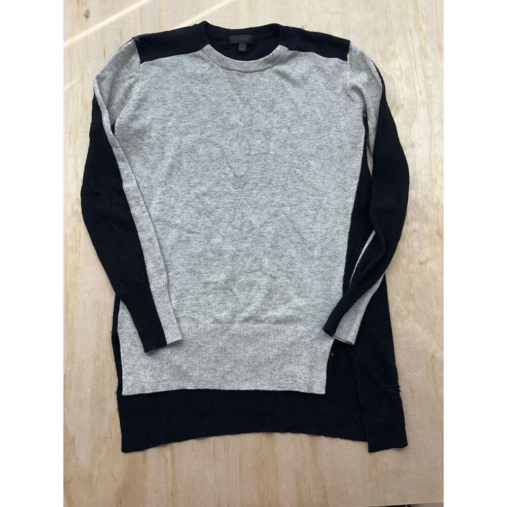 J Crew Sweater Wool Blend Color Block Crew Neck XXS Gray Black